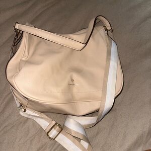 Cream Leather Shoulder Bag or Crossbody